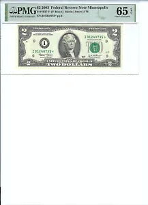 2003 $2 FRN FR1937-I* PMG 65 EPQ、ミネアポリス * S/N I01240735* に注意してください。