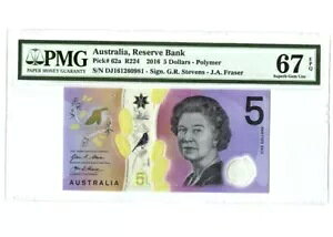 2016 $5 �I�[�X�g�����A 5 �h�� �G���U�x�X�����̏ё� PMG 67 EPQ �s�b�N#62a ����