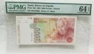 XyCABanco de Espana P#162 1992 2000 Pesetas PMG 64 EPQ Choice UNC
