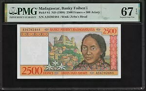 マダガスカル 2500 フラン - 500 アリアリ 1998 PMG 67 EPQ UNC P#81