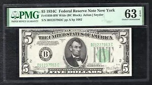 FRB 1959-BW 1934-C $5 ChAM j[[NBj[[NB PMG UNC-63EPQ