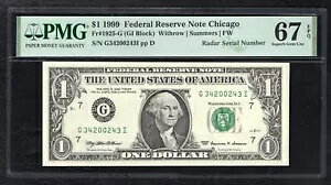 FR 1925-G 1999 $1 AMu[_[ S/N G34200243Iv PMG GEM UNC-67EPQ