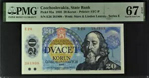 1988 チェコスロバキア 20 コルン P95a 紙幣通貨 UNC PMG 67