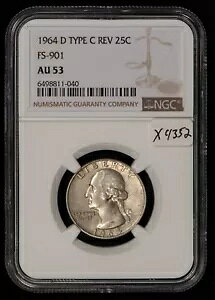 1964-D 25c Vg Vo[ NH[^[ - ^Cv C o[X FS-901 - NGC AU 53 - X4352
