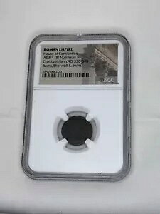 ローマ帝国 コンスタンティノスの家 AD330-340 BI Nummus Roma/She-wolf & Twins- NGC