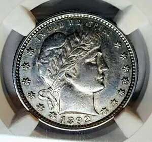 CHOICE 1892 Barber Quarter 25C NGC AU55 S[WXȐ݂F f炵ڂ̖