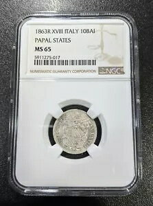 1863 R XVIII MS65 �C�^���A���c�� �V���o�[ 10 �o�C�I�b�L NGC KM 1342b TOP POP!