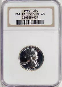 1960 DBL DIE REV 25c NGC PR 68 FS-022.5 ~�V���o�[ �v���[�t ���V���g�� �N�H�[�^�[ �i��