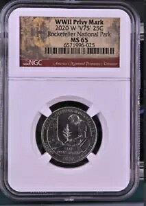 2020 W �}�[�V�� �r�����O�X ���b�N�t�F���[ �N�H�[�^�[ 25c NGC MS 65 �v���r�[ �}�[�N V75