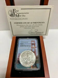 1987 (S) アメリカン シルバー イーグル NGC MS69 サンフランシスコ ベイ ブリッジ コア 箱付き