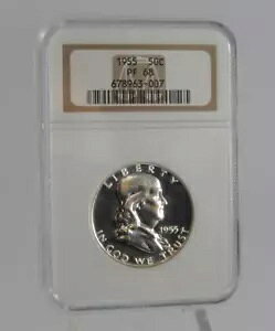 1955 �V���o�[ �v���[�t �t�����N���� �n�[�t�_���[ NGC PF 68 50C �R�C�� SL104