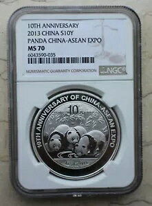NGC MS70 2013 ���� 10 ����� China-ASEAN EXPO�A�p���_��� 1oz