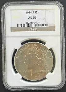 1924�N S Peace Silver Dollar $1 NGC AU-55�A�����T���t�����V�X�R������