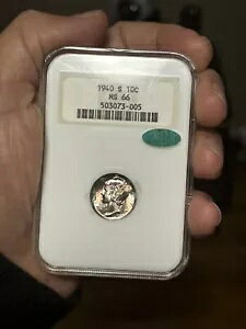 1940 S 10c �}�[�L�����[ �_�C�� MS66�B���C���{�[�g�[���I NGC & CACS �O���[�h
