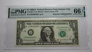 $1 2003A リピーター シリアル番号 連邦準備通貨紙幣 UNC66EPQ