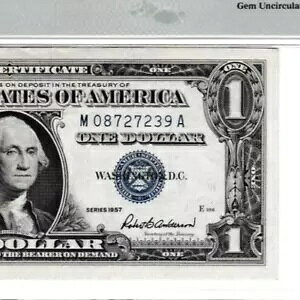 $1 1957 �V���o�[�ؖ������� M 09727239 A Fr. 1619 PMG