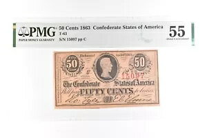 1863 50 Zg AJA T-63 Unc 55 PMG ɂ *7636