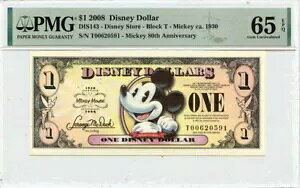2008 $1 �f�B�Y�j�[ �h�� �~�b�L�[ 80th �A�j�[ DIS143 PMG Gem65 EPQ
