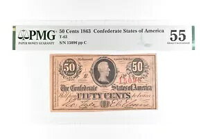 1863 50 Zg AJA T-63 Unc 55 PMG ɂ *7635