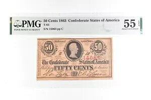 1863 50 Zg AJA T-63 Unc 55 EPQ PMG *7637 ɂ