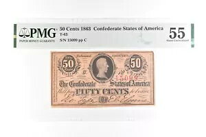 1863 50 Zg AJA T-63 Unc 55 PMG ɂ *7634