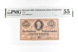 1863 50 Zg AJA T-63 Unc 55 PMG ɂ *7633