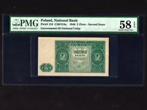 |[h:P-124,2 ZlotychA1946 *  2  * Narodowy Bank Polski * PMG AU 58 EPQ *