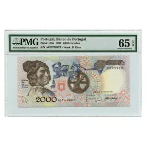 *jcr_m* |gK - 2000 ESCUDOS 23.05.1991 P.186A - PMG 65 **