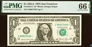 1981A $1 連邦準備銀行券 PMG 65EPQ レア サンフランシスコ スター Fr 1912-L*