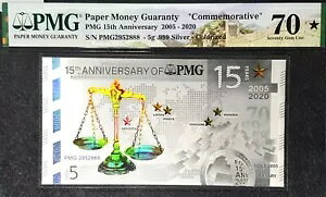 PMG 70* GEM UNCuPMG 15th ANNIVERS.v.999 Vo[ 5gm LOi(+1 )#19681