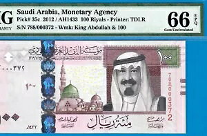 TEWArA-100 -2012-LOW S/N 000372-PICK 35c **PMG 66 EPQ GEM UNC**