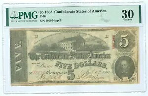 T60 PF-4 1863 $5 �A�����J�A���� CSA 180074 PMG 30