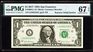USA 1$ 2017 Note ~ s[^[ 21052105 ~ Fr. 3004-L ~ PMG WF 67 EPQ