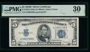 AC 1934B $5 �V���o�[�ؖ��� PMG 30 �R�����g �~���[������o�b�N �v���[�g 637 Fr 1652