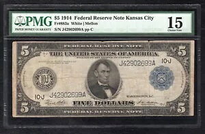 FR�B 883a 1914 $5 FRN �A�M�����������A�~�Y�[���B�J���U�X�V�e�B PMG CHOICE FINE-15