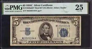 1934 C $5 Vo[ؖm[g FR.1653 ~[ 637 NA ubN PMG VF 25 t@C (164A)