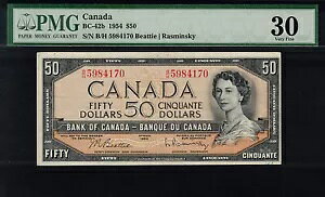 1954 $50.00 BC-42b PMG VF-30 Beauty High Grade �G���U�x�X II �J�i�_ 50 �h��