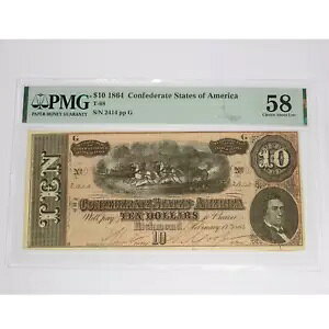 1864N PMG 58 CSA R AJh 10h T-68 #51648F