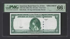 American Bank ABNC 10 ���j�b�g 1929 (ND 1960s-70) �e�X�g�m�[�g�W�{ UNC �O���[�h 66
