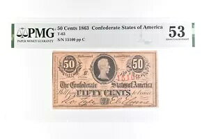 1863 50 Zg AJA T-63 Unc 53 PMG ɂ *7638