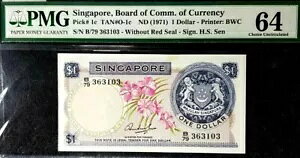 PMG 64 UNC 1971 �V���K�|�[�� $1 �h�� B/���� S/N B/79 363103(+FREE1 B/����)#17098