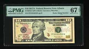 DBR 2017-A $10 �A�g�����^ ���[??�_�[ Fr. 2045-F �X�[�p�[�u �W�F�� PMG 67 EPQ �V���A���ԍ� PF81944918A