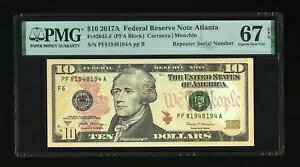 DBR 2017-A $10 �A�g�����^ ���s�[�^�[�_��2045-F �ɏ�̕�� PMG 67 EPQ S# PF81948194A