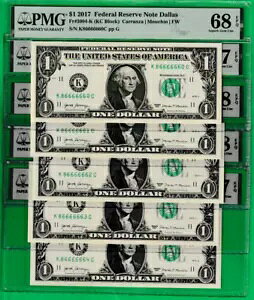 $1 FRB NEAR SOLID �V���A���ԍ� 86666660 TO 69 PMG ** CHOOOE ONE NOTE
