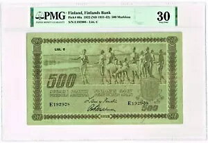 �t�B�������h: Finlands Bank 500 Markkaa 1922 (ND 1931-42) Pick 66a PMG Very Fine 30�B