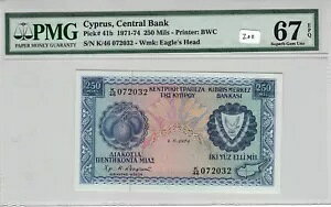 �L�v���X 1974 250 �~�� PMG �F�莆�� UNC 67 �ɏ�̕�΃s�b�N 41b