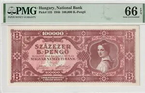 �n���K���[ 1946 100,000 B �y���S PMG �F�莆�� UNC 66 EPQ �s�b�N 133 TOP POP