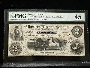 1856N $2 Planters & Mechanics Bank of DALTON GEORGIA p~ꂽʉ PMG 45 XF