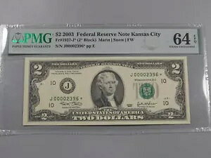 CU �N���� 4 ���̒�V���A���ԍ� ?STAR? $2 FRN 2003 Note PMG CU 64 EPQ KC�B #22