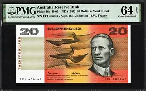 �I�[�X�g�����A 20 �h�� P46e R409 1985 �W�����X�g�� �t���C�U�[ PMG64 UNC EPQ ���� �m�[�g